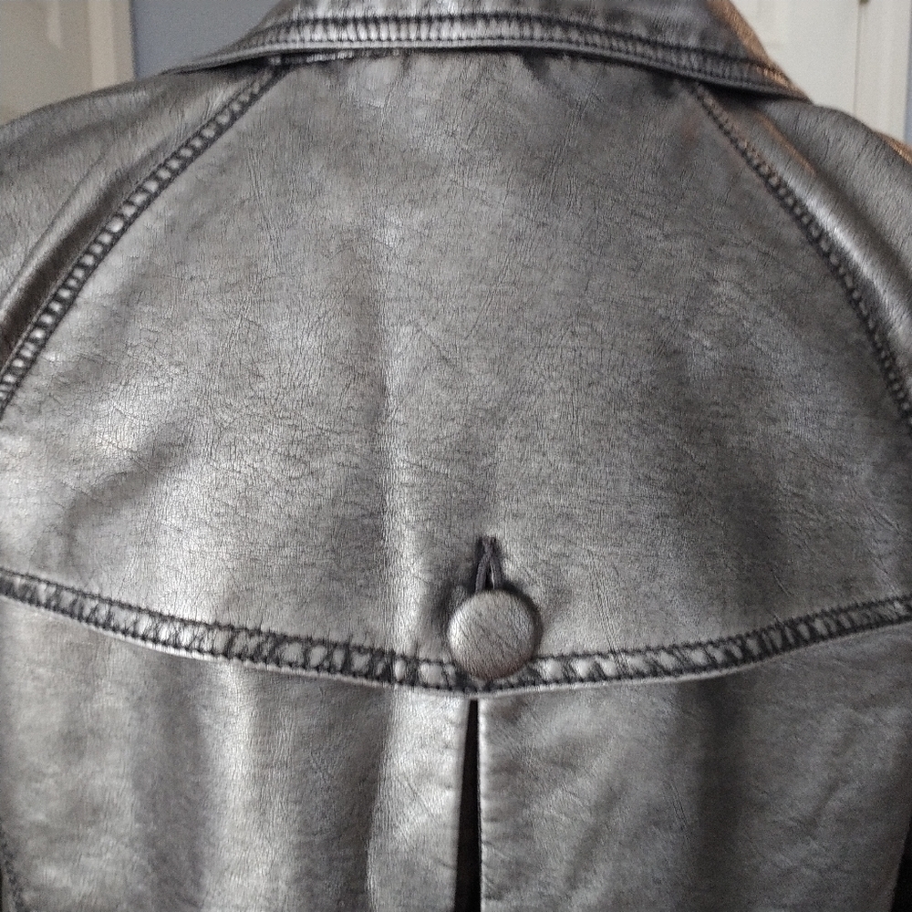 Style & Co Pewter Faux Leather Jacket, PL - Picture 4 of 11